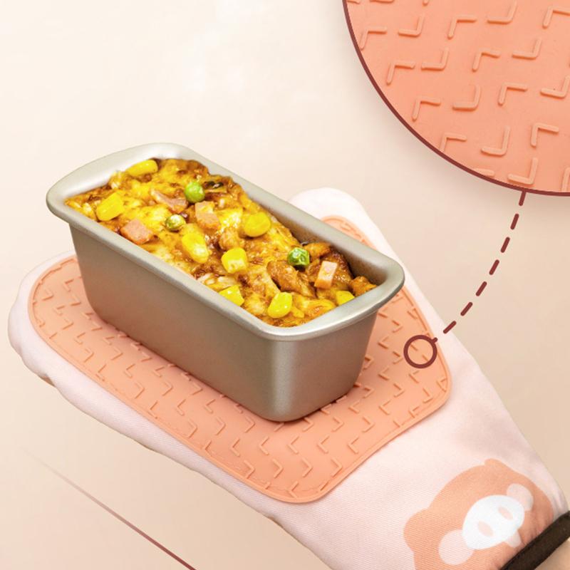 Catoon Animal Printed Oven Gloves Heat Resistant Cooking Gloves Kitchen Oven Soft Cotton Gloves For Grilling Cooking