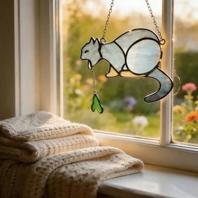 Cattura Sole Gatto che Vomita per Finestre Divertente Cattura Sole Gatto che Vomita Fatto a Mano Decorazione da Appendere Interno Esterno Regalo per Amanti dei Gatti
