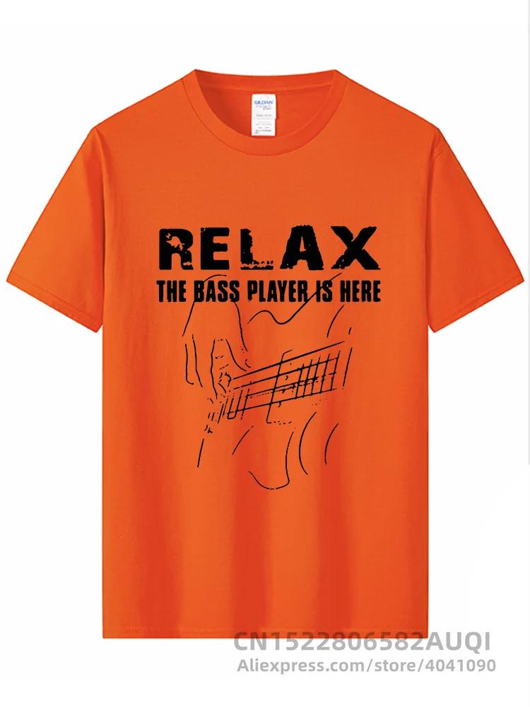 Electric Guitar Nevan Music Tshirt Relax The Bass Player Is Here 100% Cotton Fashionable Black T Shirt Summer Popular Tees