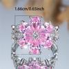Trendy Pink Zircon Crystal Flower Vintage Silver Color Wedding Bands Engagement Rings For Women Men Minimalist Jewelry