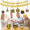 11Pcs 60th Birthday Decorations Kit for Men Women, Black Gold Happy 60th Birthday Banner, Awesome Since 1965 Centerpieces Swirls Party Supplies,
