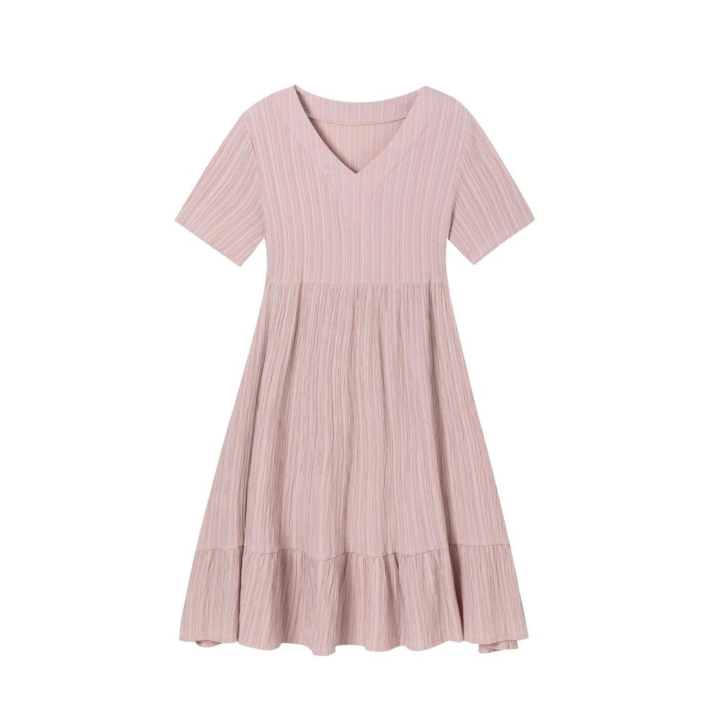 2024 Summer European & American Women's Loose Casual Short Sleeve Waisted Elegant Dress