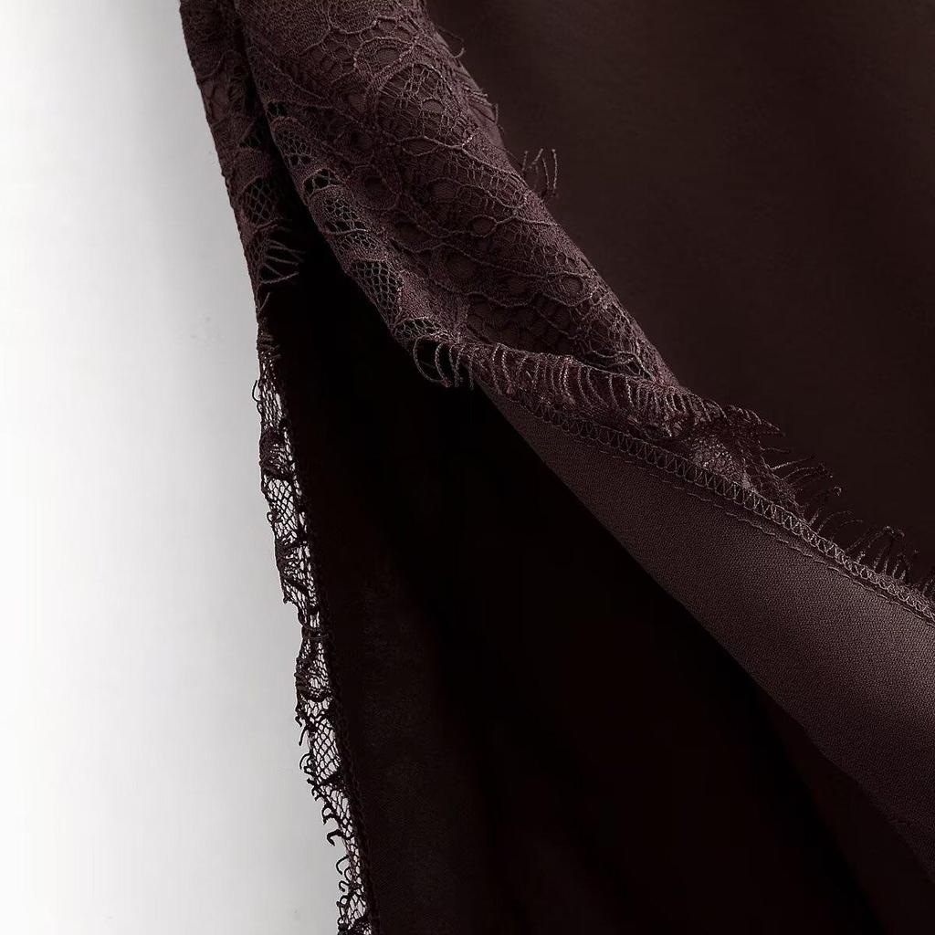 European Autumn Women's Mid-Length Lace Camisole Dress 2025