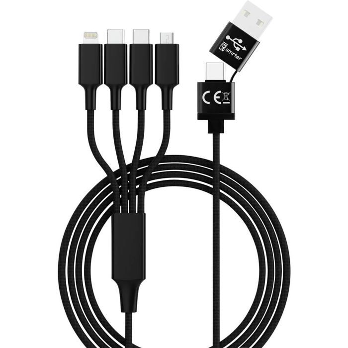 Smrter Câble de charge USB USB-A mâle, USB-C® mâle, USB-C® mâle, Connecteur Lightning , USB-Micro-B mâle 1.20 m noir SM