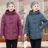 Embroidered Winter Down Jacket with Frog Buttons for Elderly Women