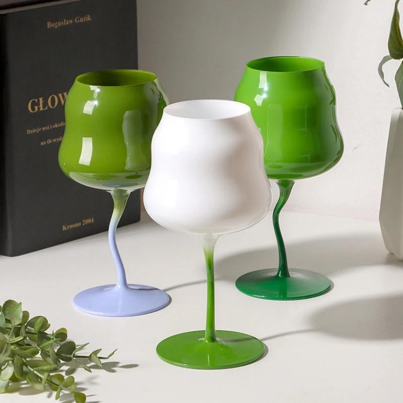 Hand Blown Creative Macaron Colored Twisted Cup Glassware Goblet Wine Glasses Goblet Red Wine Glass Cups for Home Party Use
