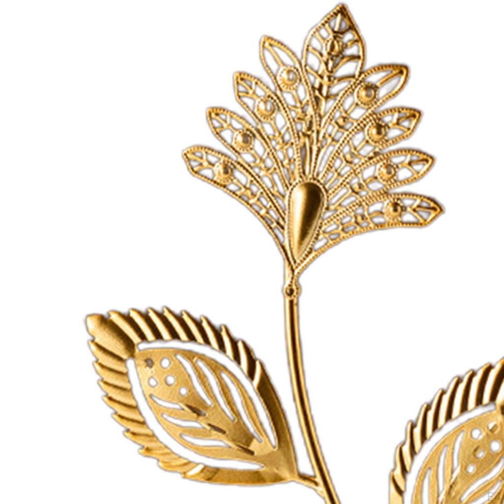 Leaves Statue Crystal Ball Decorative Shaped Figurine Nordic Desktop Ornament Metal Sculpture for