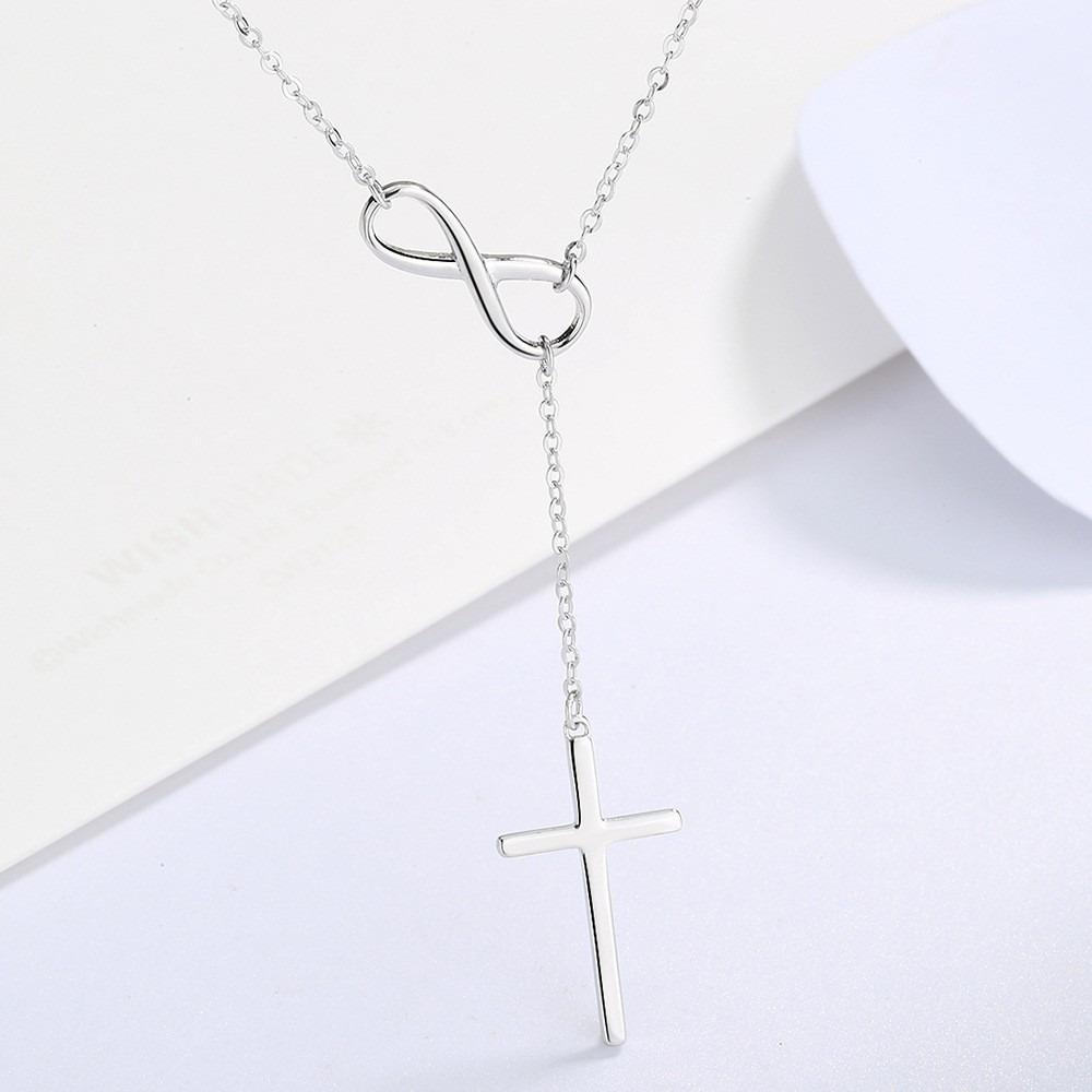 S925 Sterling Silver Cross Pendant Necklace for Women Elegant Minimalist Collarbone Chain