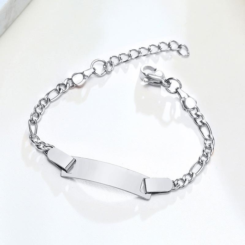 Titanium Steel 12+3cm Children Custom Engravable Statement Blank Bar Stainless Steel Adjustable Kids Bracelet Jewelry