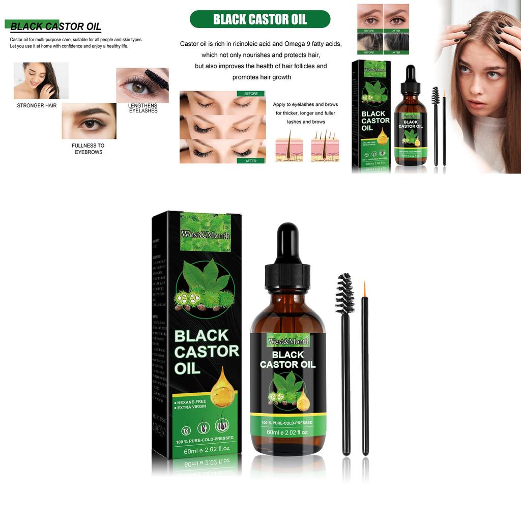 West Month Natural Castor Oil Hair Growth Serum For Nourishing Roots And Thickening Eyebrows And Eyelashes