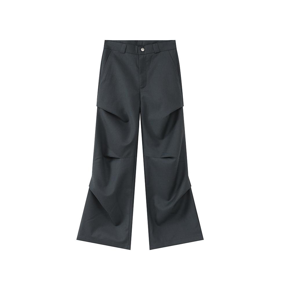 Producto Nuevo de Verano para Hombre, Pantalones Casuales Ligeramente Acampanados, Color Sólido con Caída, Mopa de Piso Plegada Estilo Americano
