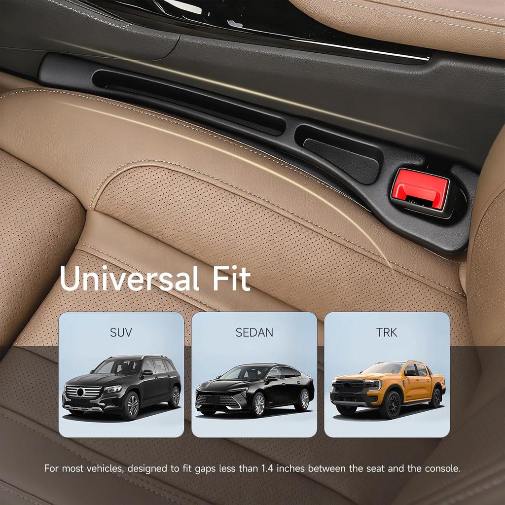 2-Pack Car Seat Gap Filler, No-Drop Seat Side Gap Seam Filler Organizer With Phone Holder, Universal Fit To Fill The Gap Between Seat And Console For