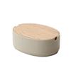 Oval Box M Low Stone Sand White, with Lid, Small Item Storage, 21.5cm Wide X 15.5cm Deep X 8cm High