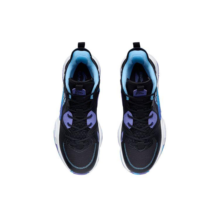 Li-Ning Air Raid Durable Breathable Mid-Top Basketball Shoes Men Sneakers Black Purple ABPR067-3