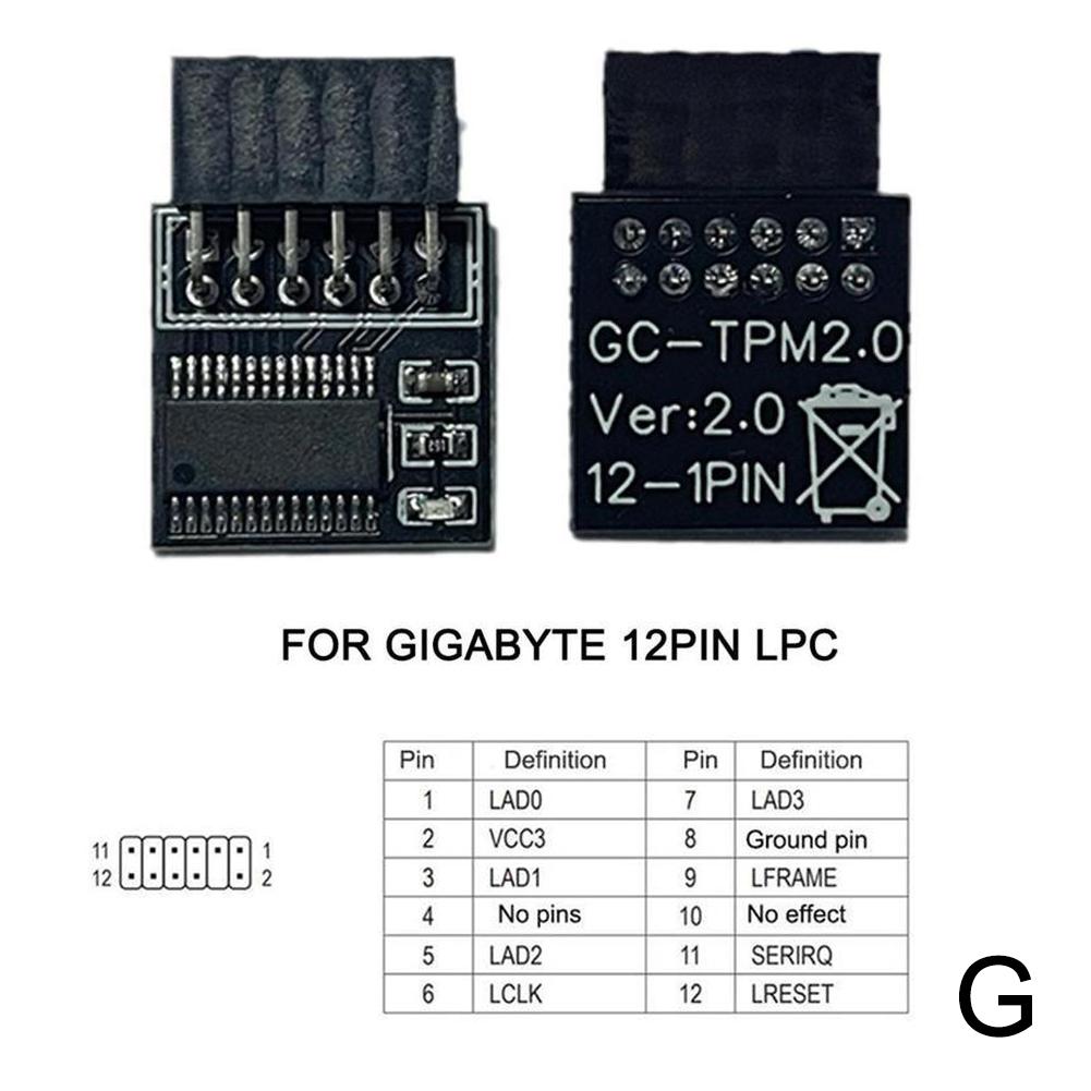 TPM 2.0 Encryption Security Module Remote Card 12 to 20 Pin for Windows 11 Upgrade Multi- Motherboard Support Secure Data