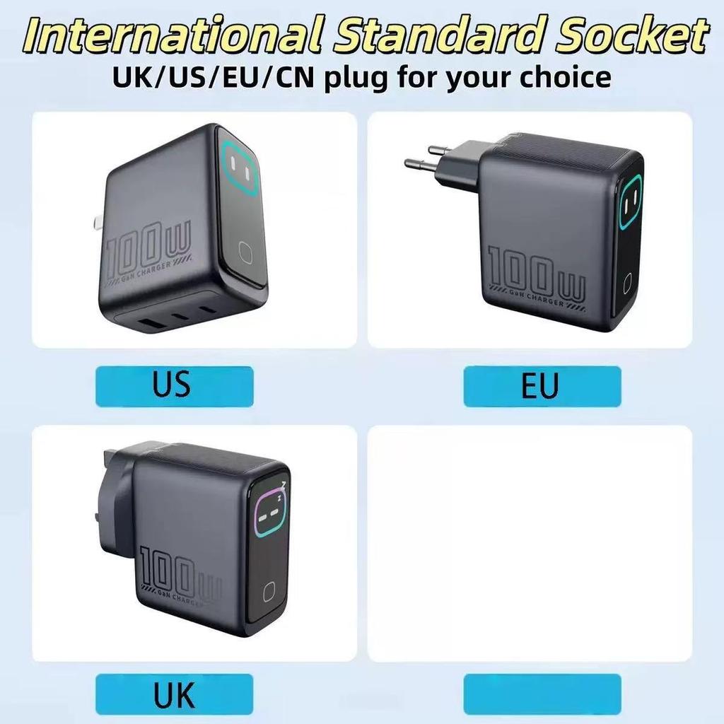 AI Smart 100W Gallium Nitride Multi-Port Charger for Phones & Laptops