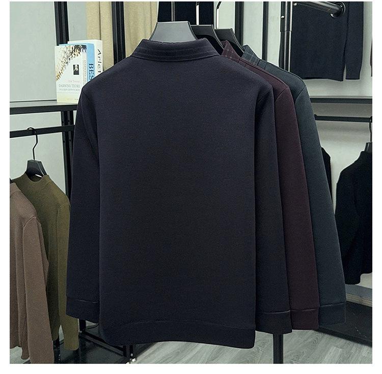 Men's 2025 Winter Premium Long-Sleeve Polo with Wool & Silk Fleece Lining, High-End Casual Base Layer