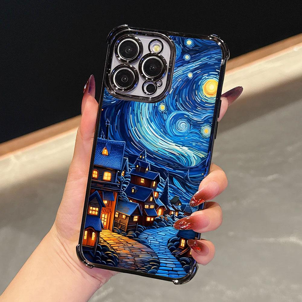 Van Gogh Starry Sky Oil Painting Soft Funda For iPhone 18 17 Pro 16 15 14 13 12 11 Pro Max Case 17 Plus 17E 16E 17Air Phone Cover