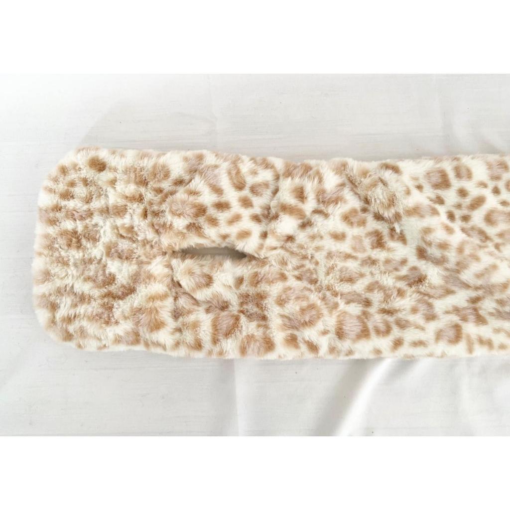 Used Snow leopard pattern boa muffler, handmade, fluffy and cozy, akaneko boa, cat, stole, animal boa, snood, Bengal, leopard