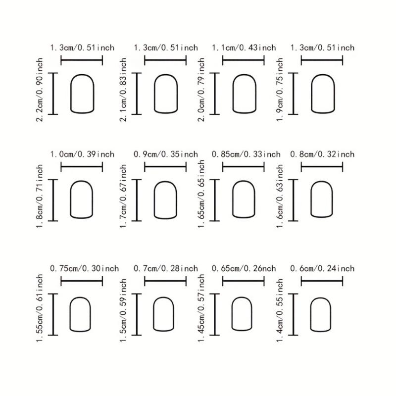 Square Press On Nail Flower Fake Nail Stick On Nail In 12 Sizes,24 Pcs French Nail Tips for DIY Nail Art Decorations