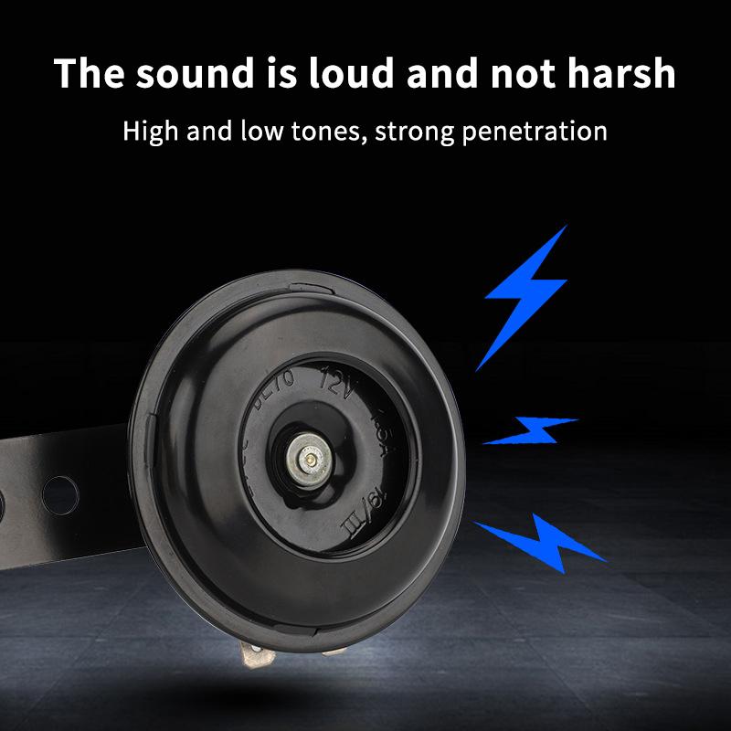 12V 48V 60V General Motorcycle Electric Horn Kit Waterproof Round Speaker Loud Electric Horn Suitable For Bicycle Scooter 105Db