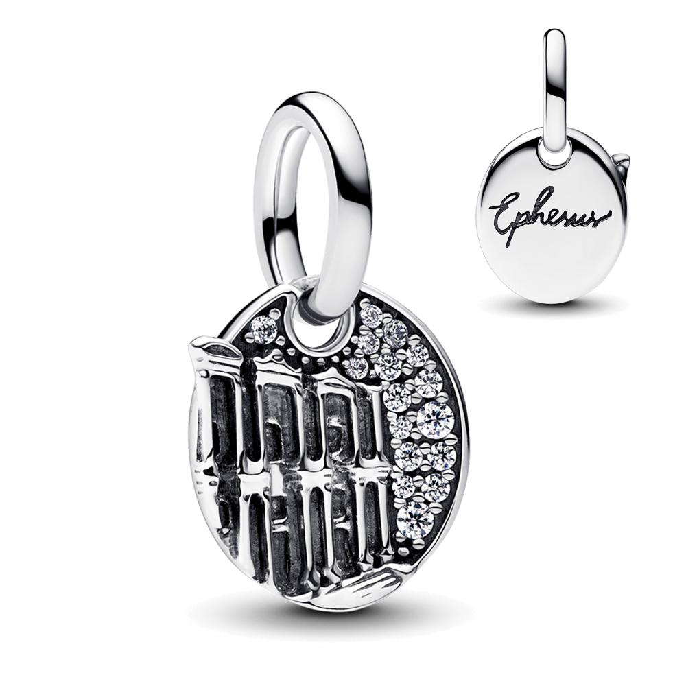 New Golden Round Medallion Pendant with Crossing Arrows Charm for Original Pan Bracelets DIY Jewelry Gift for Women