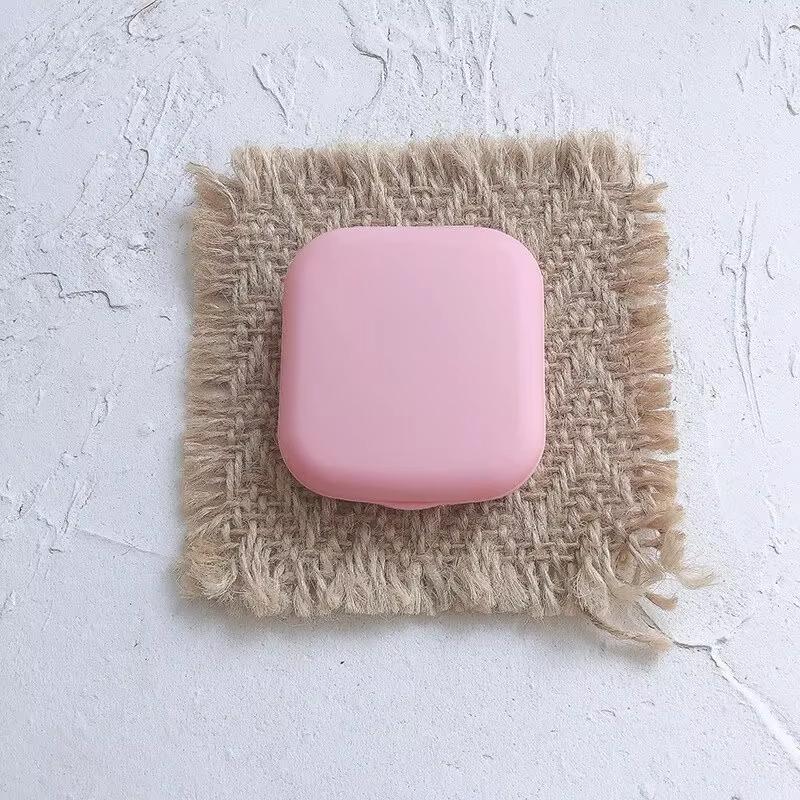 

1 шт. Мини квадратный футляр для контактных линз с зеркалом для женщин, цветная коробка для линз, контейнер для глаз, милые дорожные наборы розовый