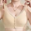 Women's Cotton Wireless Push-up Bra - Plus Size, Front Closure, Summer Lightweight, Middle-aged & Elderly