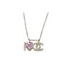 CC Moda Clássico Duplo C Amor Strass Metal Colar Feminino Colar AB8709B08566NJ004