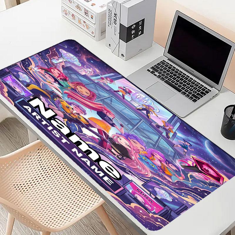 Custom Name Personalized Kpop Demon Hunter Pattern Mousepad, Laptop PC Desk Mat, Decorative Desk Mat for Home Keyboard Pad Gift