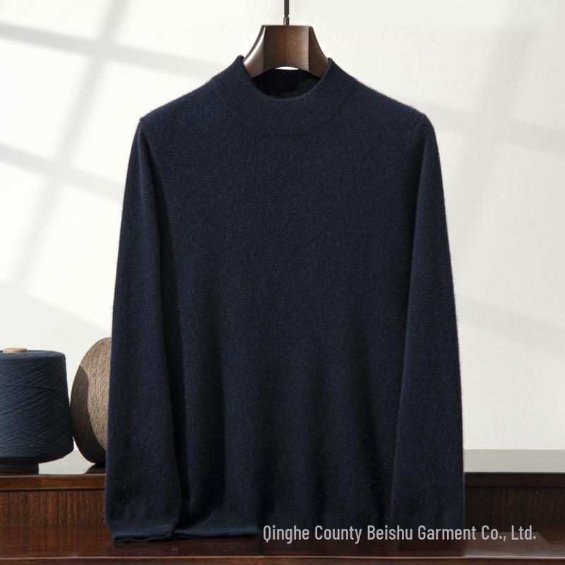 Men's Autumn Winter Cashmere Half-High Neck Knit Sweater