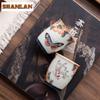 2pc/lot Hand Painted Peach Butterfly Teacup Zen Tea Bowl Cute Cup Tea-tasting Meditation Cup Jianzhan Master Cups Tea Items 85ml