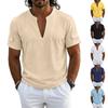 Chemise Henley Casual à Manches Courtes et Col en V pour Homme, Haut d'Été Léger et Respirant Style Polo avec Détail Bouton aux Manches