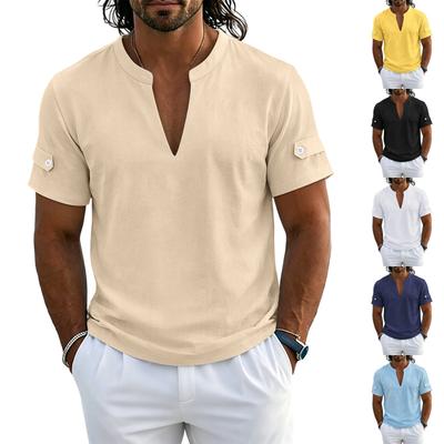 Camisa Henley Casual de Manga Corta para Hombre, Cuello en V, Estilo Polo de Verano, Tejido Ligero y Transpirable, Ajuste Cómodo