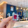 Goods: Cross Border Square Inlaid Simulated Red Corundum Ring Emerald Necklace Jewelry Set