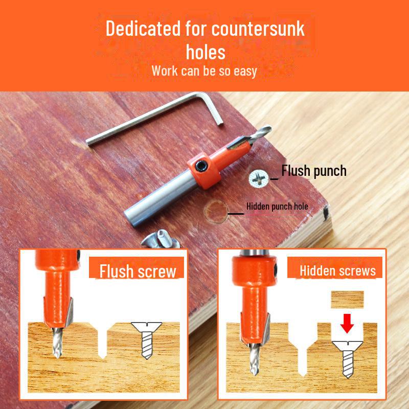 Woodworking Countersink Drill with Alloy Cone Head for Screw Installation, Step Drill for Salad Drill.