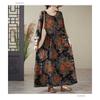 Printed Round Neck Loose Plus Size Long Sleeve Dresses for Women