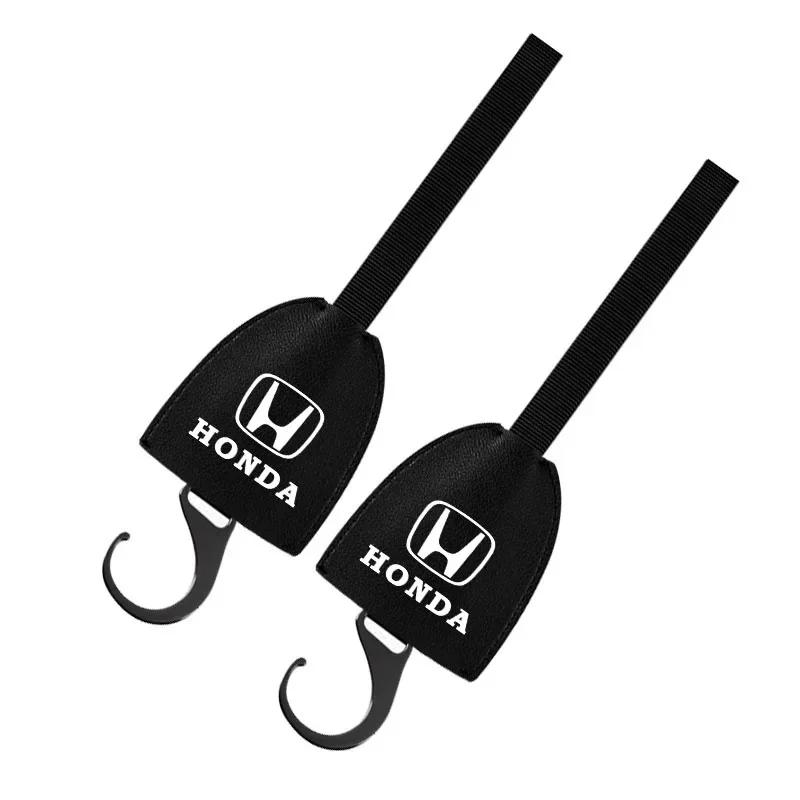 Car Hot 2025 1/2pcs Leather Car Seat Back Hooks Portable Hanging Bag Rack For Honda Civic Odyssey Vezel Accord Pilot Fit XRV CRV