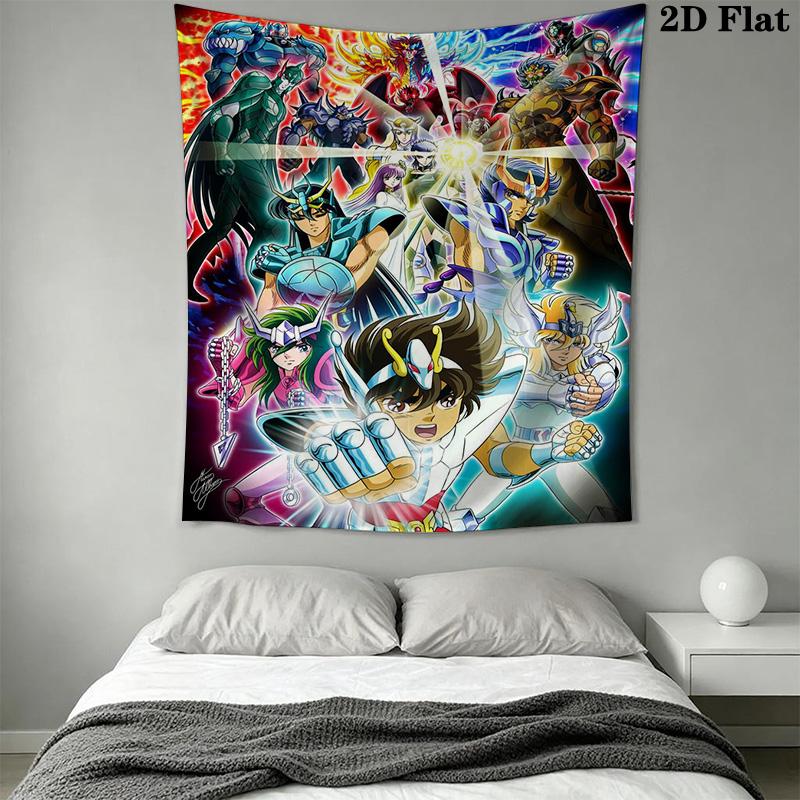 Saint Seiya Legend Sanctuary Tapestry Fashion Print Wallmounted Soft Background Cloth Work Of Art