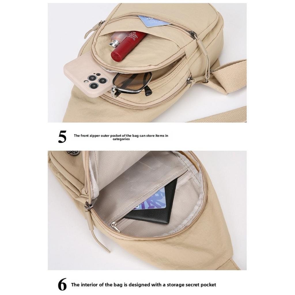 Ladies' Chest Bag, Adjustable Shoulder Straps, Multiple Compartments and Zipper Closure, Durable Material, Suitable for Daily Use, Travel, and Work