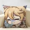 Aether Cute Genshin Game Cushion Cover Natural Linen Organic Fabric DoubleSided Printing Room Sofa Decor Pillow Case