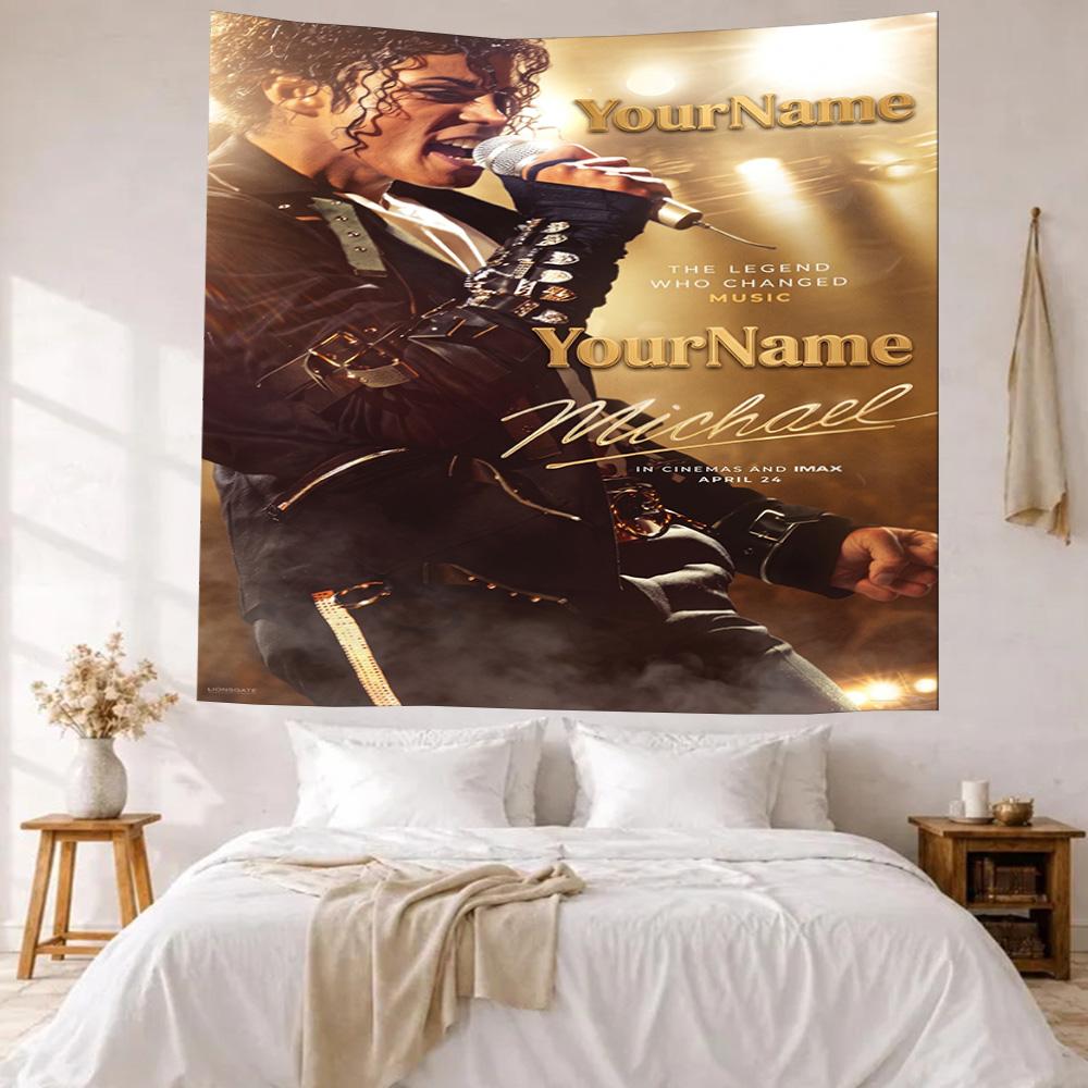 Michael Jackson Custom Your Name Wall Decor Tapestry Art For Pet Memorial Birthdaywedding Party Backdrop Family Gift