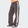 Women's Side Striped Bow Tie Jeans Boyfriend Low Rise Baggy Denim Pants Casual Straight