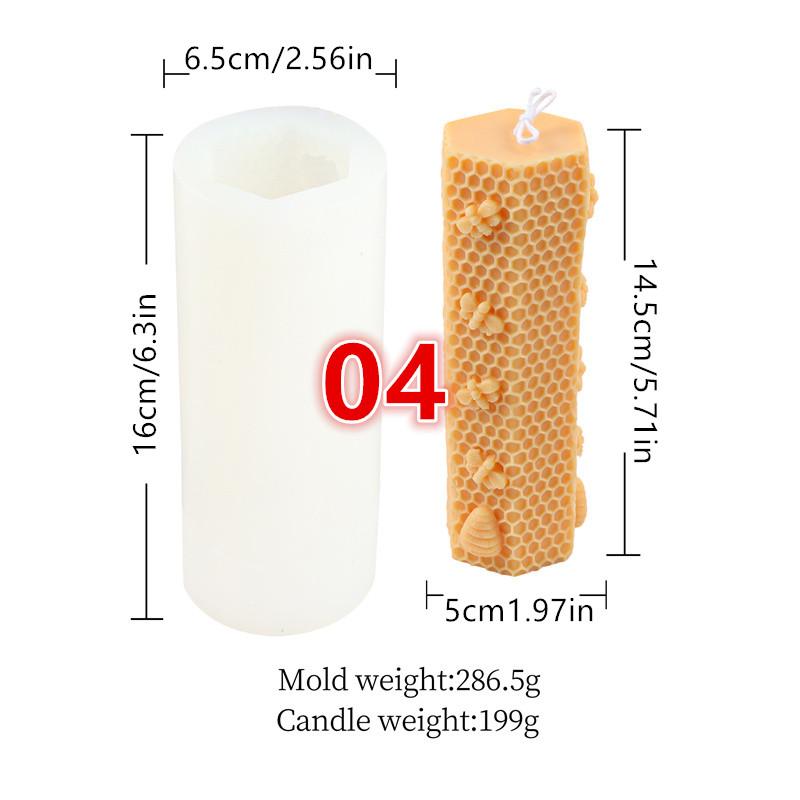 3D Honeycomb Cylinder Bee House Candle Silicone Mold DIY Handmade Making Scented Soap Resin Pastry Mould Family Desktop Ornament
