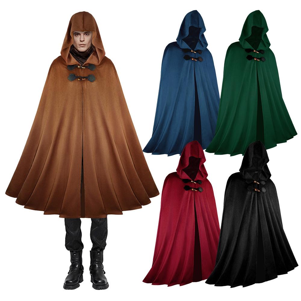 

Medieval, Dutch Velvet, Halloween Hooded Combat Tent, Cloak, Pirate Ranger, Warrior, Cosplay Character, Cosplay Costume M length 110cm оливковий колір