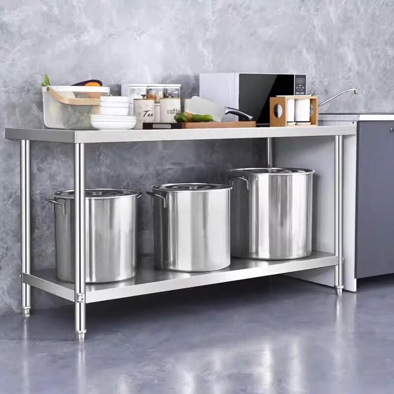 Dexishun Double-Layer Stainless Steel Kitchen Workbench