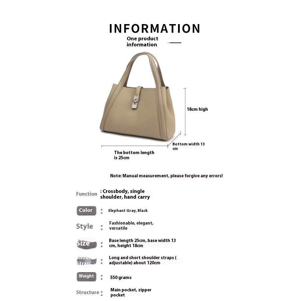 Office Workers Carry Vegetable Baskets, Women's Bags, One Shoulder Hand Carry Diagonally Across the First Layer of Cowhide Large-capacity Bucket Bags