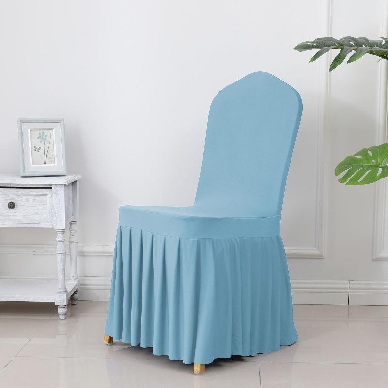 Banquet Chair Cover Thickened Elastic Pleated Skirt Dining Chair Cover Wedding Hotel Party Venue Decoration Simple and Versatile