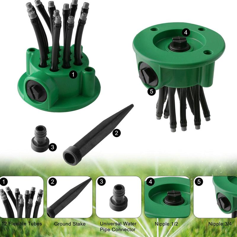 1pcs 12 Hose Heads 360° Adjustable Watering Sprinkler, Garden Sprinkler, Lawn Sprinkler Head Automatic Garden Yard Sprinkler Irr