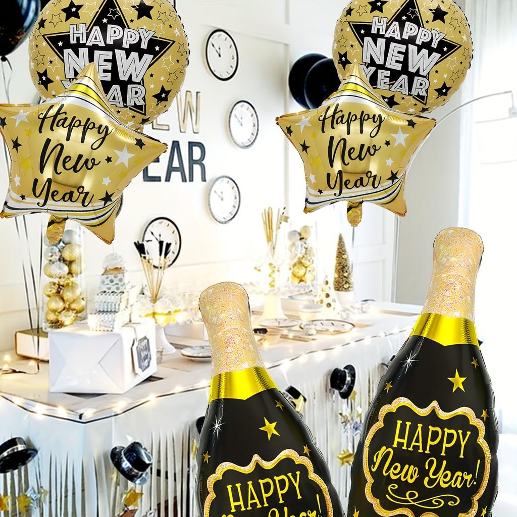 6Pcs/Set 2026 New Year Balloon Kit, Suitable for New Year Party, 2026 New Year Decoration, 2026 New Year's Eve Party Supplies